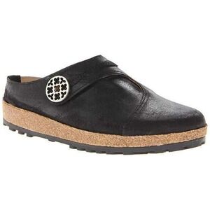 Haflinger Adventure Black Leather Slip On Clogs Mules Made in Ukraine Women 5/36